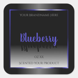 Schwarz-Weiß-Produktetiketten Schimmerblau Quadratischer Aufkleber