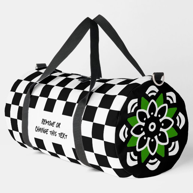 Schwarz-Weiß-Prüfmuster Duffle Bag (Linke Ecke)