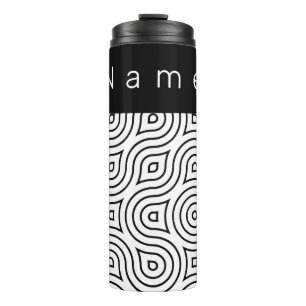 Schwarz-Weiß-Psychedelic-Waves Thermosbecher