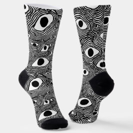 Schwarz-Weiß-psychedelisches Design Socken