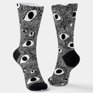 Schwarz-Weiß-psychedelisches Design Socken