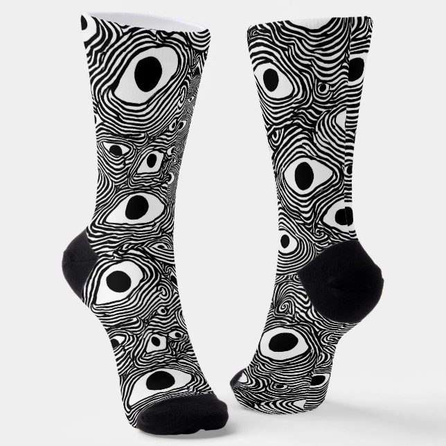 Schwarz-Weiß-psychedelisches Design  Socken (Gewinkelt)