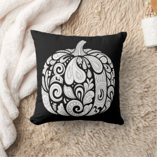 Schwarz-Weiß Pumpkin Art - Halloween Kissen