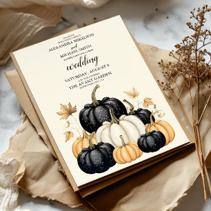 Schwarz-Weiß-Pumpkin-Hochzeit Einladung