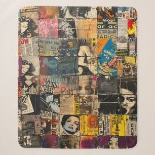 Schwarz-Weiß-Punk-Rock-Comic-Collage-Raster Sherpadecke