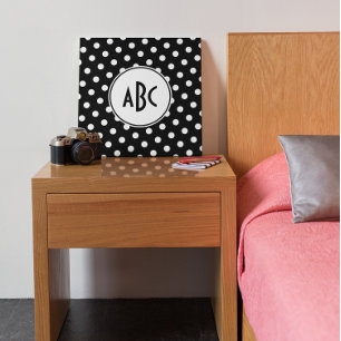 Schwarz-Weiß-Pünktchen-Monogramm Leinwanddruck