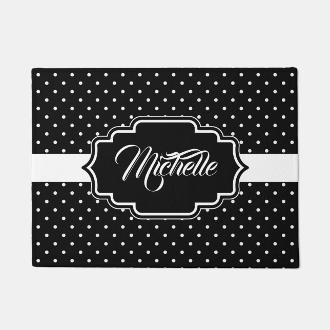 Schwarz-Weiß-Punkte Fußmatte (Vorderseite)