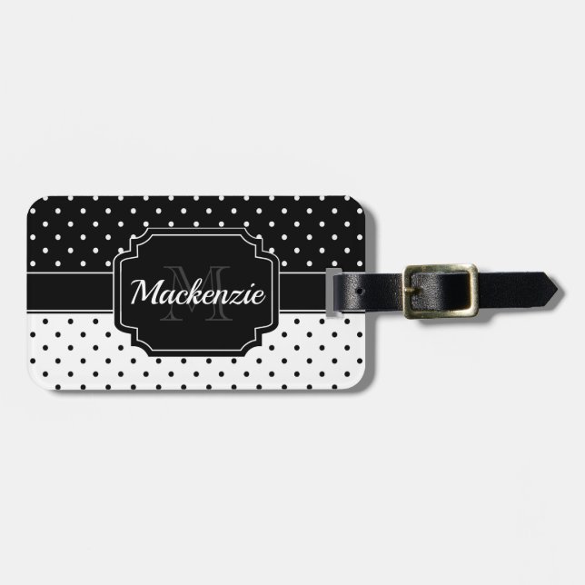Schwarz-Weiß-Punkte Gepäckanhänger (Vorderseite horizontal)
