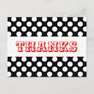 Schwarz-Weiß-Punkte Rot Danke Hochzeit Postkarte