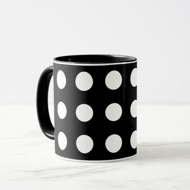 Schwarz-Weiß-Punkte-Tasse Tasse (Vorderseite Links)