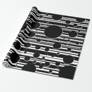 Schwarz-Weiß-Punkte und -Streifen Geschenkpapier