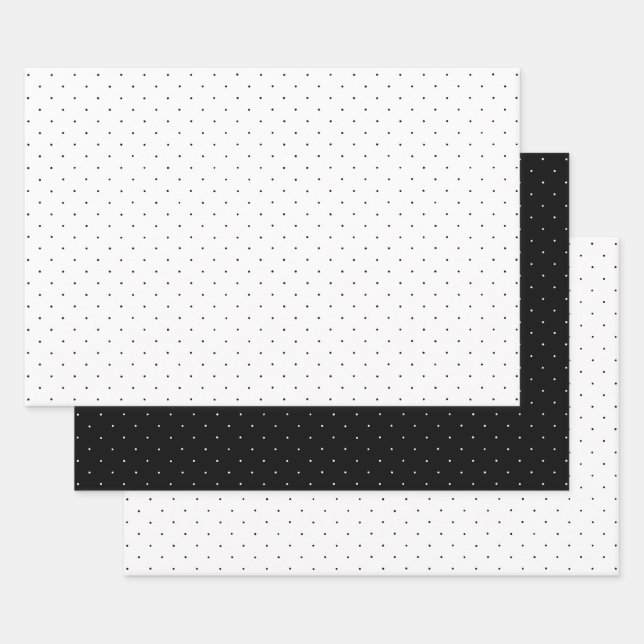 Schwarz-Weiß-Punktmuster Geschenkpapier Set (Set)