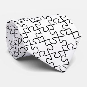 Schwarz-Weiß-Puzzle-Muster Necktie Krawatte