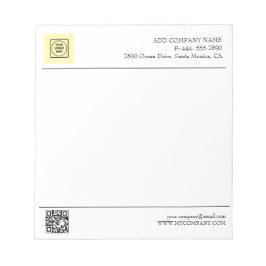 Schwarz-Weiß-QR-Code Geschäftslogo Modern  Notizblock