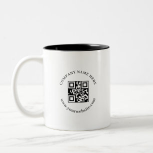 Schwarz-Weiß-QR-Code-Geschäftslogo-Promo-Tasse Zweifarbige Tasse