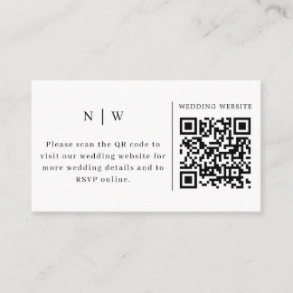 Schwarz-Weiß-QR-Code-Hochzeits-RSVP-Minimalist Begleitkarte