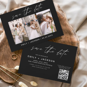 Schwarz-Weiß-QR-Code Save the Date Modernes 3 Foto