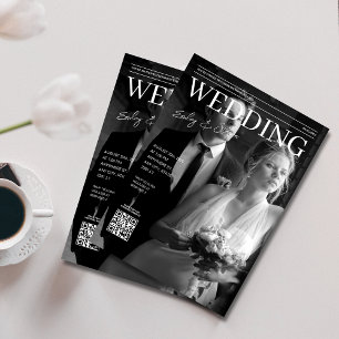 Schwarz-Weiß-QR-Codeliste für Hochzeiten Einladung