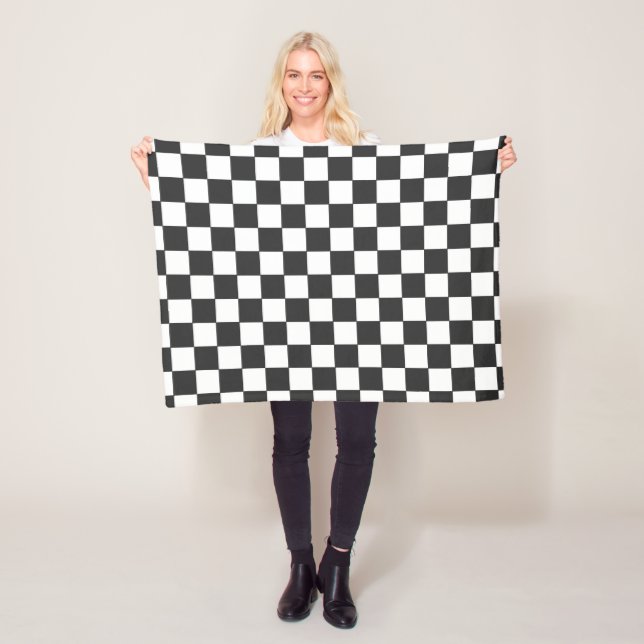 Schwarz-Weiß-Quadrat monochromatisch Fleecedecke (Beispiel)