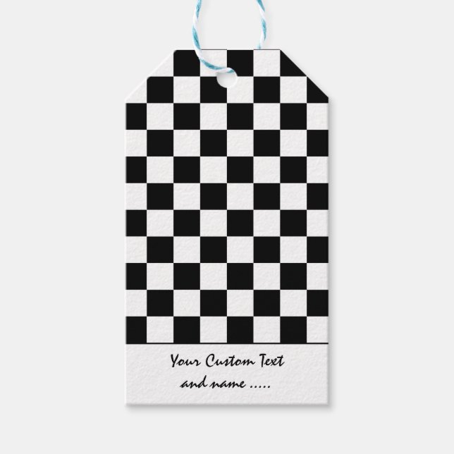 Schwarz-Weiß-Quadrat / Muster Geschenkanhänger (Vorderseite)