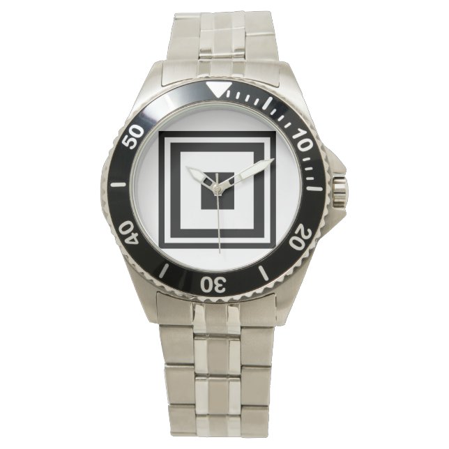 Schwarz-Weiß-Quadrate Armbanduhr (Vorderseite)