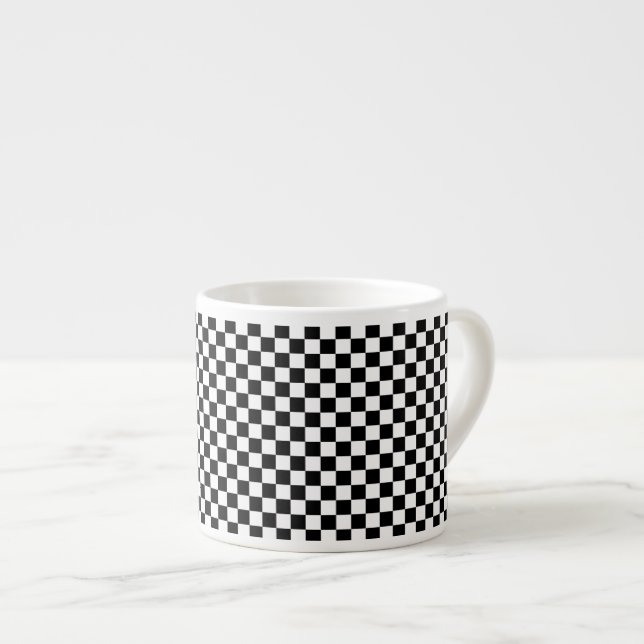 Schwarz-Weiß-Quadrate Espressotasse (Vorderseite Rechts)