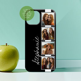 Schwarz-Weiß-Quadrate für Fotosammlungen mit Namen iPhone 16 Hülle