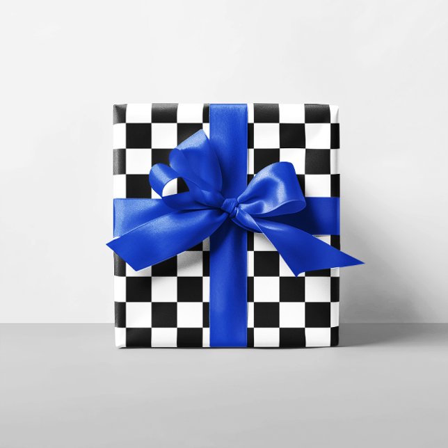 Schwarz-Weiß-Quadrate Geschenkpapier (Black and White Checkered Squares Wrapping Paper)