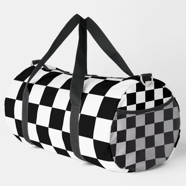 Schwarz-Weiß-Quadrate Modern Duffle Bag (Rechte Ecke)