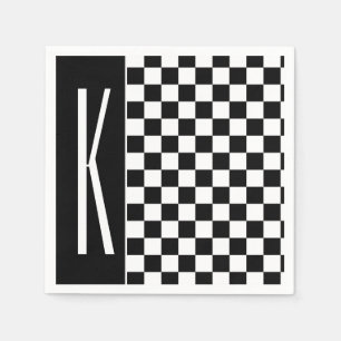 Schwarz-Weiß-Quadrate Serviette