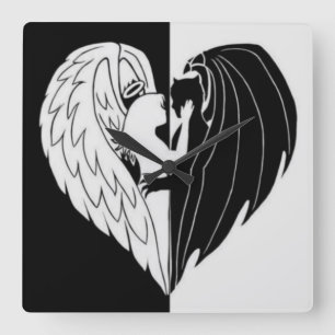 Schwarz-weiß Quadratische Wanduhr