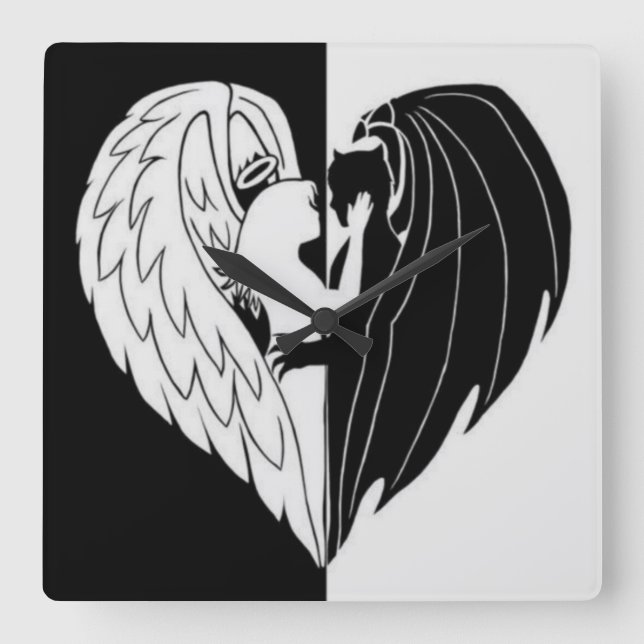 Schwarz-weiß Quadratische Wanduhr (Vorderseite)