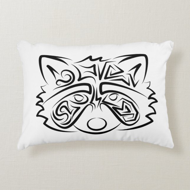 Schwarz-Weiß-Raccoon Dekokissen (Vorderseite)