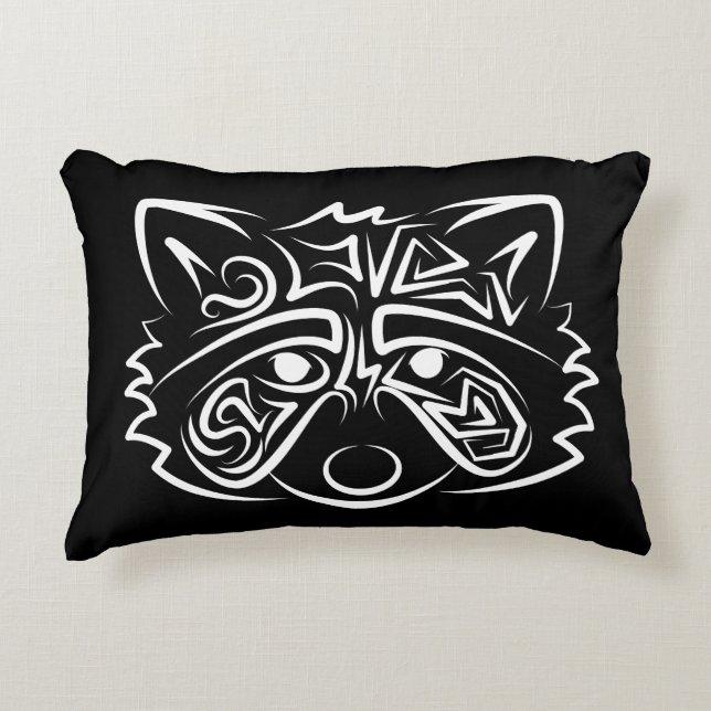 Schwarz-Weiß-Raccoon Dekokissen (Vorderseite)