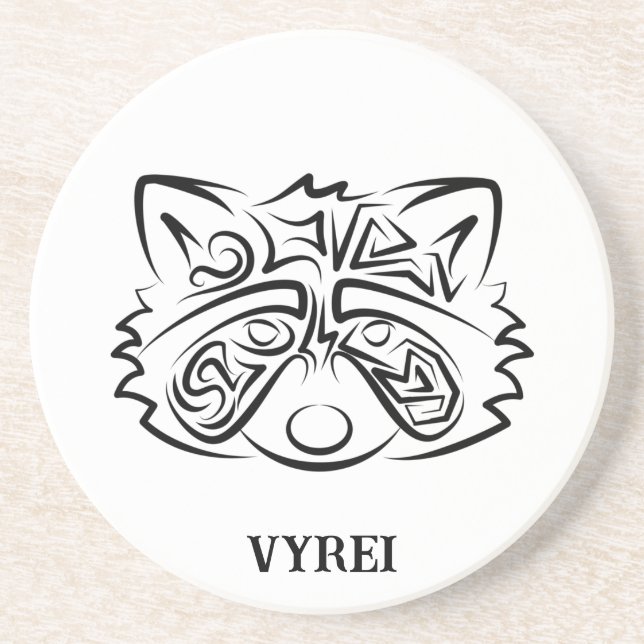 Schwarz-Weiß-Raccoon Getränkeuntersetzer (Vorne)