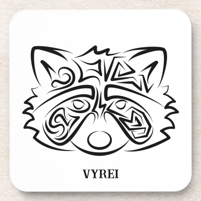 Schwarz-Weiß-Raccoon Getränkeuntersetzer (Vorderseite)