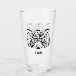 Schwarz-Weiß-Raccoon Glas
