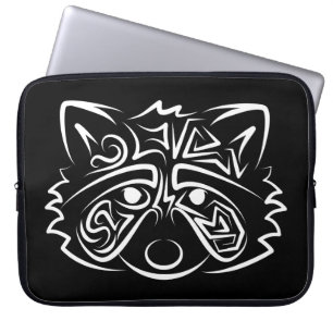 Schwarz-Weiß-Raccoon Laptopschutzhülle