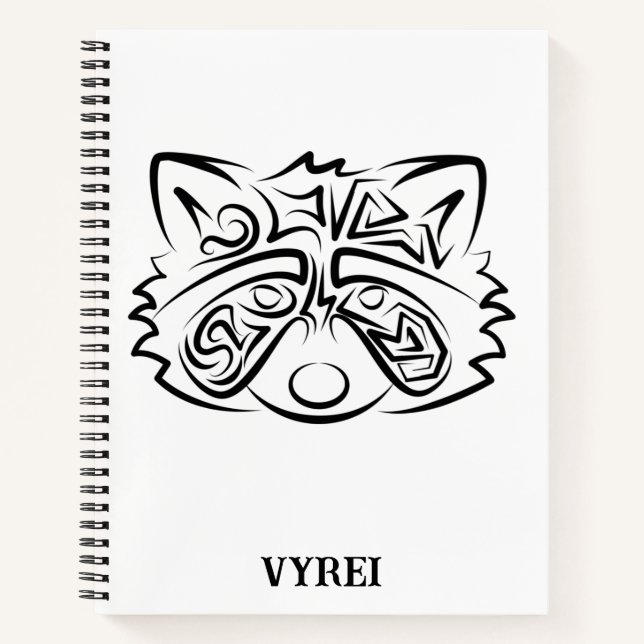 Schwarz-Weiß-Raccoon Notizbuch (Vorderseite)