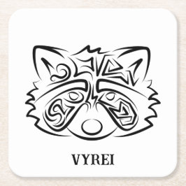 Schwarz-Weiß-Raccoon Rechteckiger Pappuntersetzer