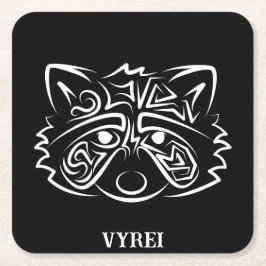 Schwarz-Weiß-Raccoon Rechteckiger Pappuntersetzer