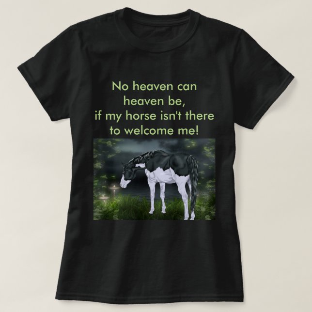 Schwarz-Weiß-Rahmen Overo Paint Horse T-Shirt (Design vorne)
