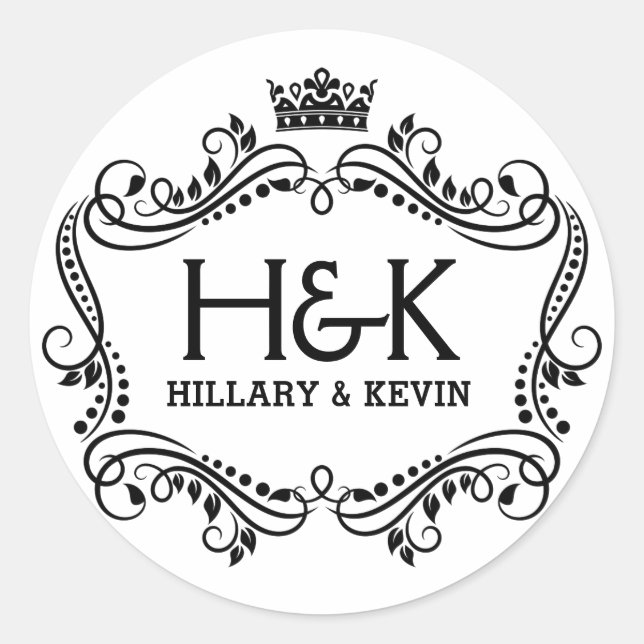 Schwarz-Weiß-Rahmen und Blumenrahmen Runder Aufkleber (Vorderseite)