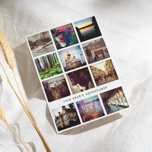 Schwarz-Weiß-Raster-Foto-Raster mit 12 Quadrat Feiertagskarte