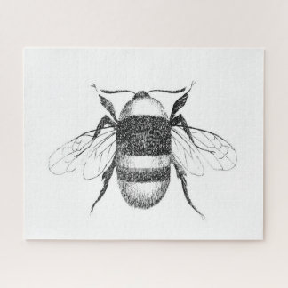 Schwarz-weiß-Rätsel mit Vintage-Bienenzeichnung Puzzle