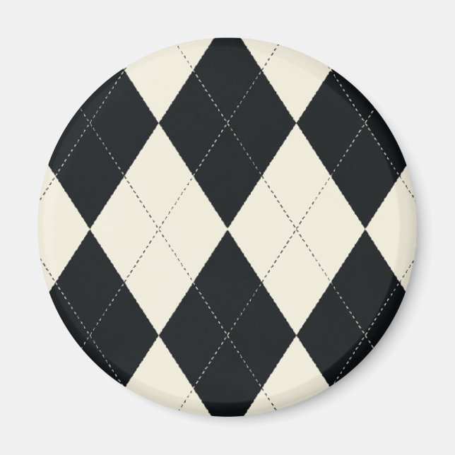 Schwarz-Weiß-Raute Magnet (Vorne)