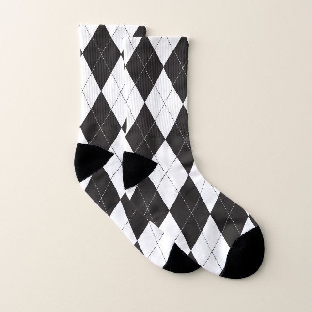 Schwarz-Weiß-Raute Socken (Paar)