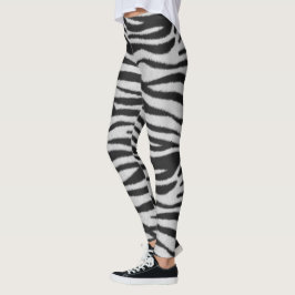 Schwarz-Weiß-Realistische Zebra-Pelz-Textur Leggings
