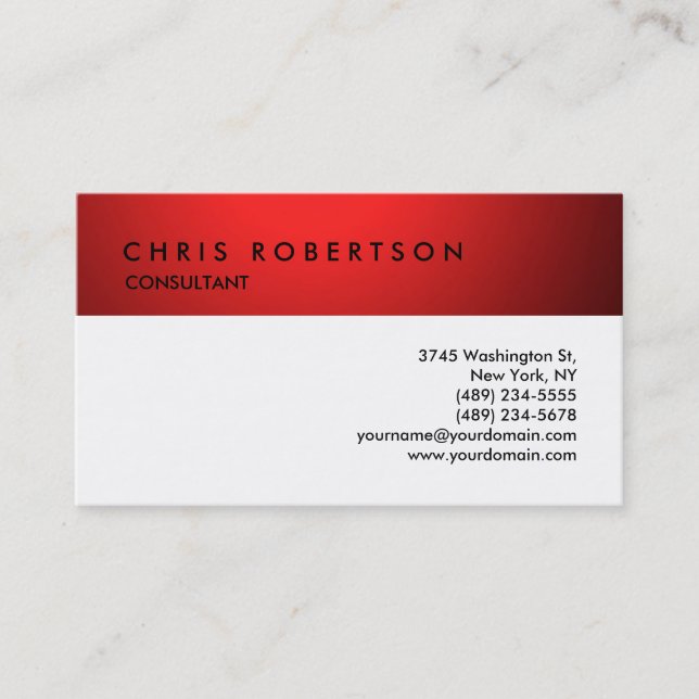 Schwarz-weiß Red Beruflich Business Card Visitenkarte (Vorderseite)