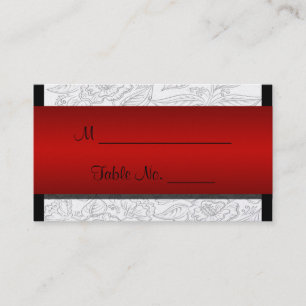 Schwarz-weiß Red Bohemisch Posh Wedding Platzkarte